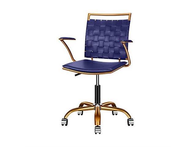 Blue And Gold Office Chair Mid Back Ergonomic Swivel Computer Desk