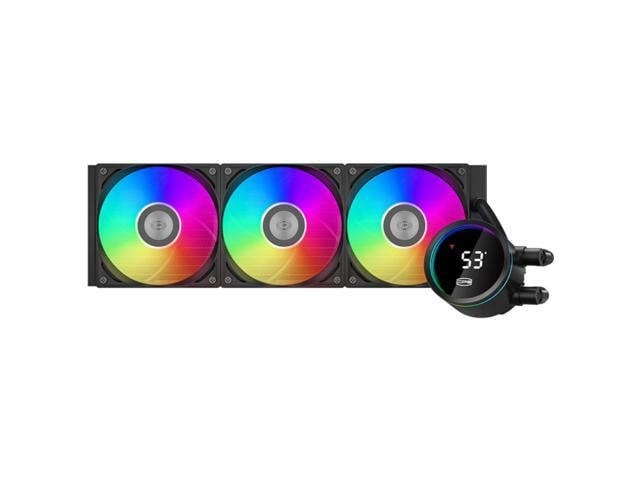 PCCOOLERCPSDA360ProARGBDigitalBKAIOCPULiquidCooler,270°RotatableDigitalDisplay,InfinityHaloARGBEffect,ARGBPWMFans,forIntelLGA20XX/1851/1700/1200/115X&AMDAM5/AM4,Black