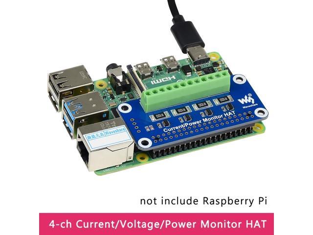 Raspberry Pi 4-ch Current/Voltage/Power Monitor HAT Board I2C/SMBus Interface for Raspberry Pi 4B/3B+/3B/Zero