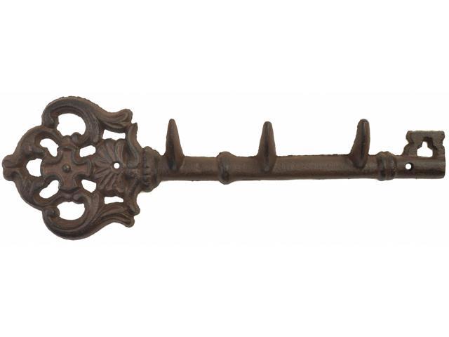 Skeleton Key Wall Hook Rack 3 Hooks 11.63" Victorian Decor