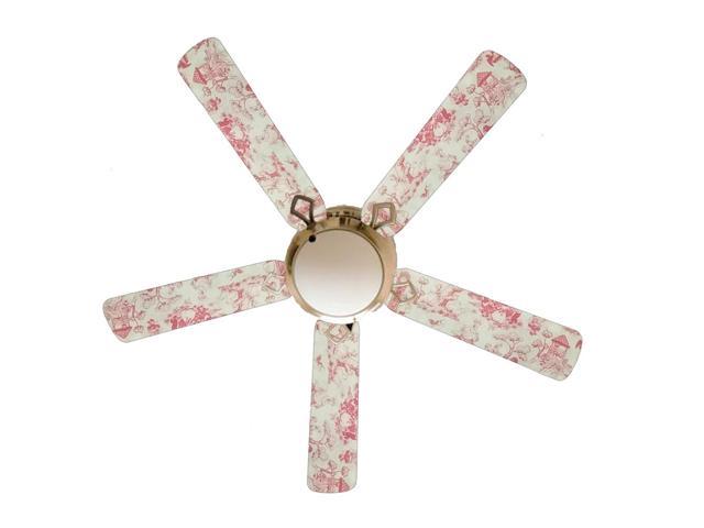 Pink Toile Nursery Girls 52 Ceiling Fan With Lamp Newegg Com