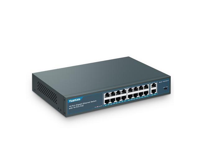 YuanLey 18 Port Gigabit PoE Switch, 16 PoE+ Port 1000Mbps, 2 Gigabit ...