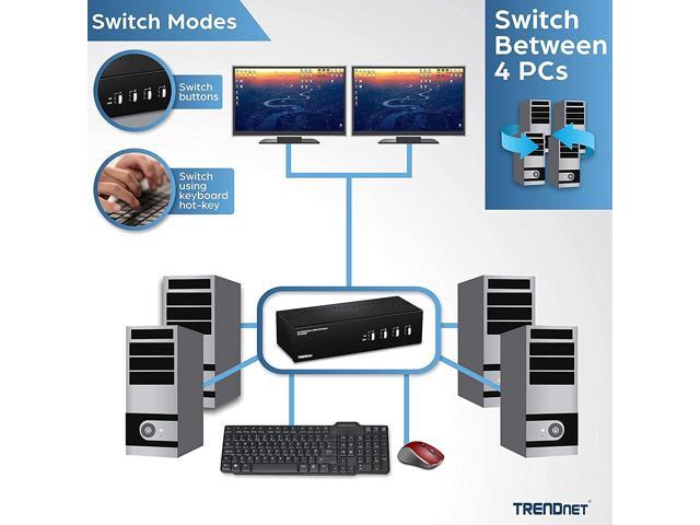 2-Port Dual Monitor DisplayPort KVM Switch - TRENDnet TK-240DP