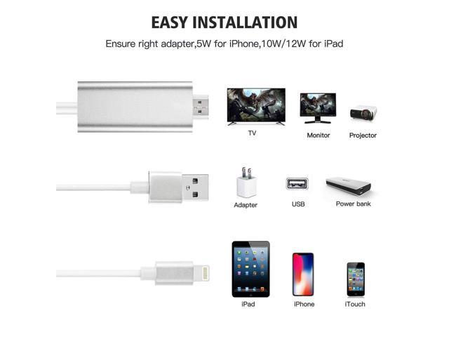 Compatible with iPad iPhone to HDMI Adapter iPhone to HDMI Cable 6ft