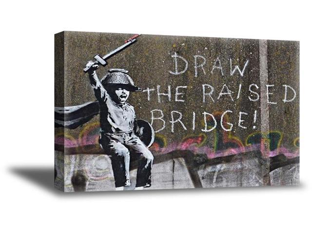 Awkward Styles Banksy Graffiti Banksy S Wall Decor Draw The Raised Bridge Banksy Canvas Art Scott Street Bridge Ready To Hang Picture Living Dining