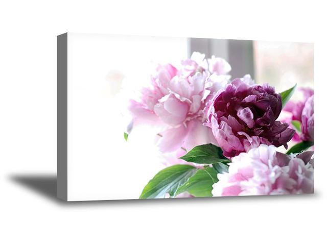 Awkward Styles Flower Canvas Pink Peony Framed Art Original Vinyl Art Beautiful Floral Art Pink Mood Home Decor Ideas Peonies Canvas Wall Decor For Room Vintage Canvas Prints Foliage Room Decor