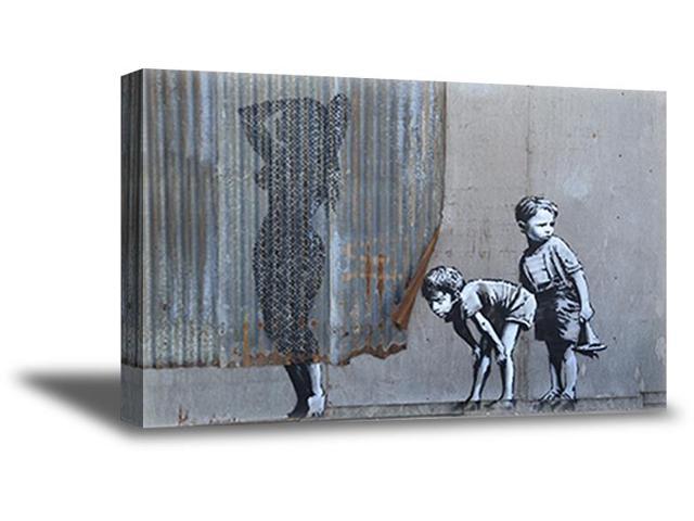 Banksy   street art framed canvas print shower boys ready to hang 