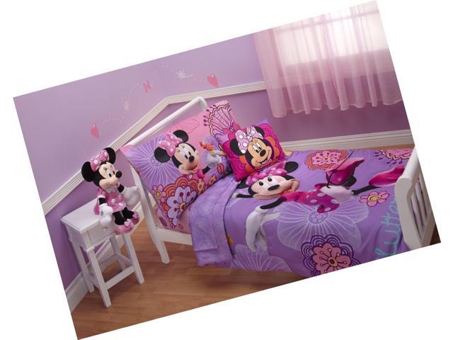 Disney 4 Piece Minnies Fluttery Friends Toddler Bedding Set Lavender Newegg Com