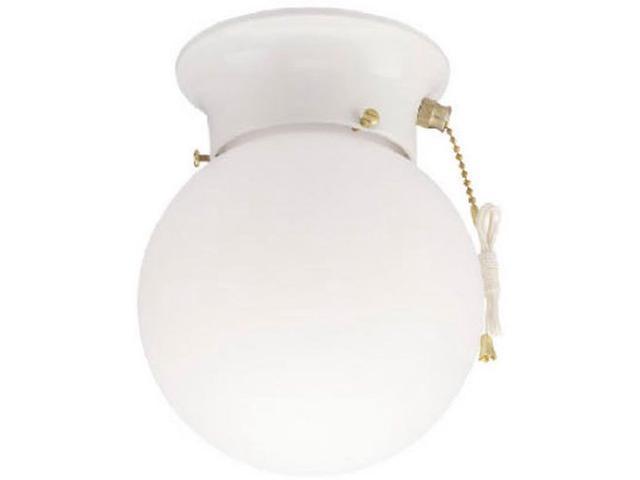 6668000 One Light Flush Mount Interior Ceiling Fixture With Pull Chain White