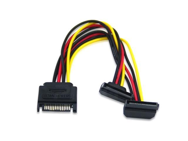 Sata Right Angle 1 To 2 Ways 15pin Sata Power Supply Extension Cable Male To Dual Female Sata