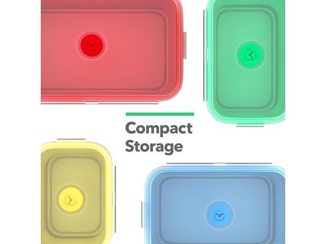 Vremi Silicone Food Storage Containers With Bpa Free Airtight Plastic Lids Set Of 4 Small And Large Collapsible Meal Prep Container For Kitchen Or