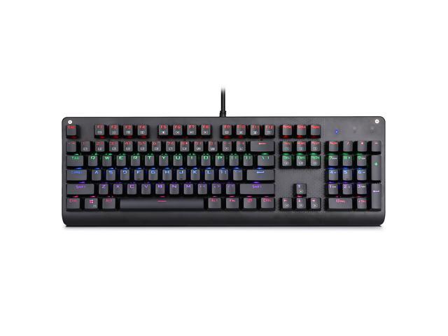 E-Element K-9999 Mechanical Gaming Keyboard, Multicolor LED Backlit USB Wired with Blue Switches,104 Keys No Conflict, Black
