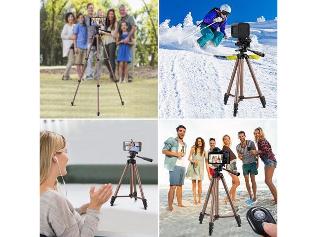 Universal Tripod with Wireless Remote /& Cellphone Holder Mount for All Smart Phone Video Tripod for Cellphone and Camera Kwithan Yunteng 50 Inch Aluminum Tripod Gopro