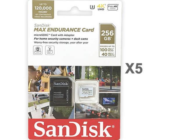 SanDisk Kit of Qty 5 x SanDisk Max Endurance 256GB microSDXC