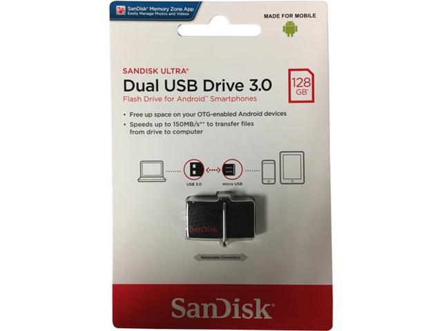 Black SanDisk 128GBUltra Dual USB Drive 3.0 SDDD2-128G-G46 