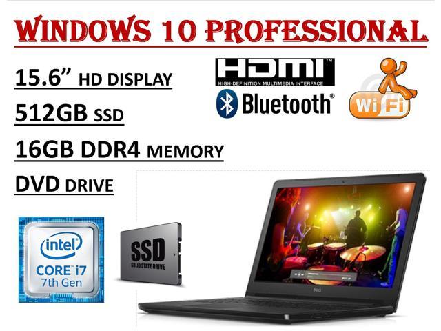 Dell Inspiron 15 5000 Series 5566, 15.6" HD Business Laptop ( 2018 Edition ) - Intel Core i7-7500U Processor - 16GB DDR4 RAM - 512GB SSD - DVDRW - WiFi+Bluetooth - Window (DELL I5566)