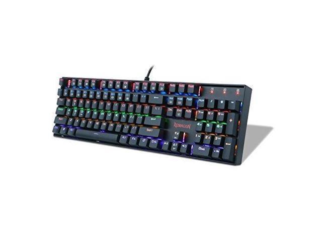 Gaming Keyboard Mechanical Keyboard K551 VARA by Redragon 104 Key RGB Rainbow LED Backlit Mechanical Computer illuminated Keyboard with Blue Switches for PC Gaming Compact ABS-Metal Design