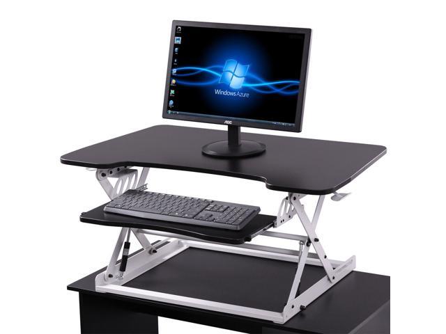 Adjustable Height Stand Up Desk Computer Workstation Lift Rising Laptop W Wheel Desks Home Office Furniture Home Garden