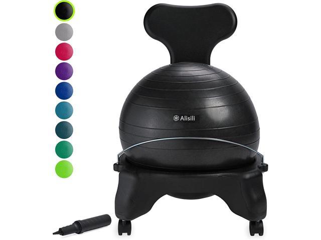 Alisili Classic Balance Ball Chair  Exercise Stability Yoga Ball Premium Ergonomic Chair for Home and Office Desk with Air Pump, Exercise Guide and Satisfaction Guarantee