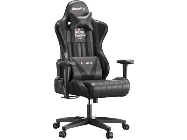 AutoFull Gaming Chair Desk Chair Office Chair Racing Style Ergonomic High Back Computer Chair with Height Adjustment, Headrest and Lumbar Support E-Sports Swivel Chair, Black