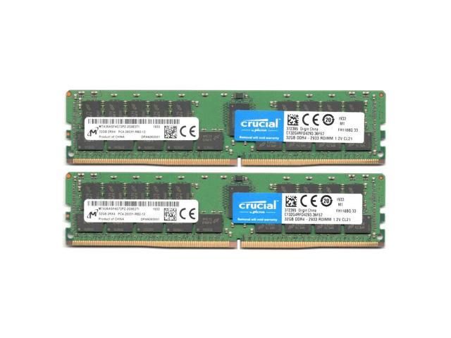 64GB 2x32GB DDR4-2933 PC4-23400 2Rx4 ECC Registered Memory Crucial Micron Server Memory Model