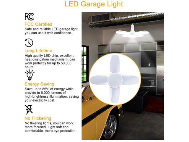 Led Garage Light 2 Pack 60w E26 6000lm Deformable Ceiling Lights 6500k Daylight White With 4 Adjustable Panels For Warehouse Work Basement - Deformable Led Garage Ceiling Lights 9000 Lumens Led Garage Light 2 Pack 60w E26 6000lm Deformable Ceiling Lights 6500k Daylight White With 4 Adjustable Panels For Warehouse Work Basement - Deformable Led Garage Ceiling Lights 9000 Lumens