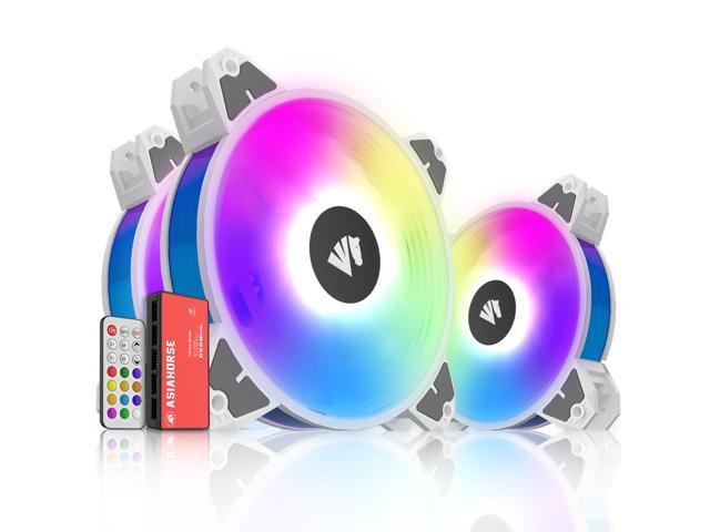 120mm Rgb Case Fans with 5V Argb Motherboard Sync,Asiahorse Magic-E Argb Computer Cooling Pc Case Fan Addressable Rgb Color Changing Led Fan with Remote Control (3Pack white)