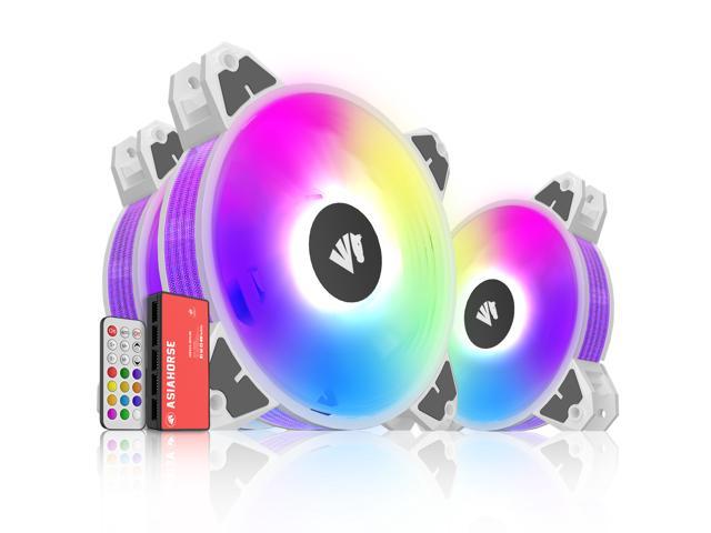 Asiahorse  Magic-i 120 V2 Addressable RGB 3 in 1 Transparent Light Frame Fan, Individually Customizable LEDS, Air Balance Curve Blade Design with Remote Control Sync & 5VARGB Motherboard (3Pack black)
