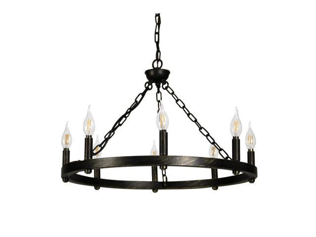 Canyon Home 8 Light Chandelier Wagon Wheel 24 Wide Matt Black Brushed Gold Steel Frame Large Foyer Entryway Or Dining Room Decor Newegg Com