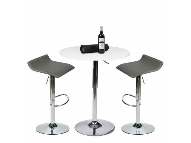 3 Piece Pub Table Set Bar Stools Pub Swivel Adjustable Counter Dining Chair Pu Leather Modern Newegg Com