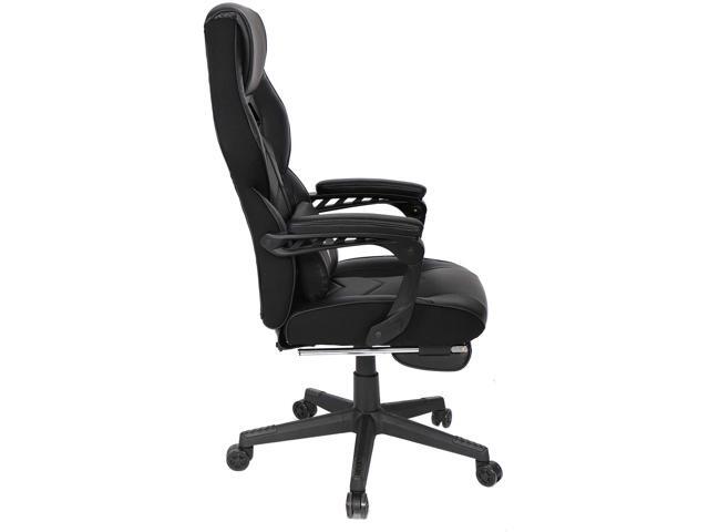 Black Swivel Height Adjustable Reclining PU Leather Video Game Chair YOURLITEAMZ Racing Gaming Chair with Footrest and Massage Lumbar Pillow E-Sports Gaming Chair Big and Tall