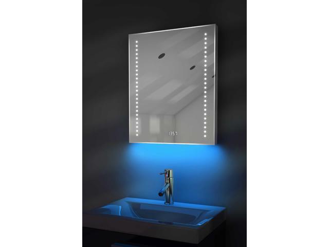 Clock Bathroom Mirror With Underlighting Bluetooth Demist Sensor K191baud Newegg Com