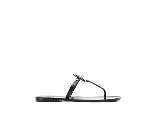 tory burch black leather flip flops