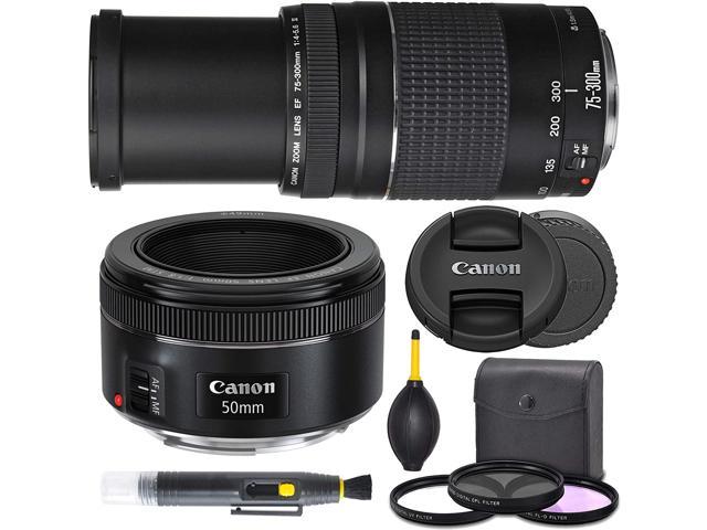 Canon Ef 50mm F1 8 Stm 0570c002 Canon Ef 75 300mm Iii 6473a003 Combo Lens Bundle Aom Starter Kit International Version 1 Year Aom Warranty Newegg Com