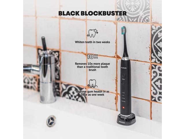 aquasonic ultrasonic toothbrush with 8 dupont brush heads and travel case