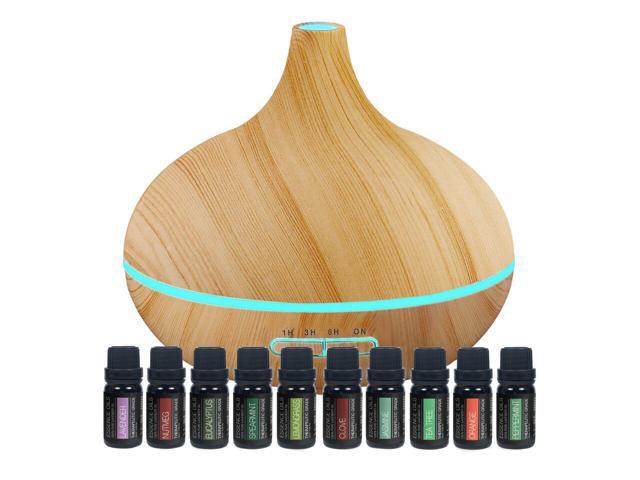 Ultimate Aromatherapy Diffuser Essential Oil Set Ultrasonic Diffuser Top 10 Essential Oils 300ml Diffuser With 4 Timer 7 Ambient Light Settings Therapeutic Grade Essential Oils Lavender Newegg Com