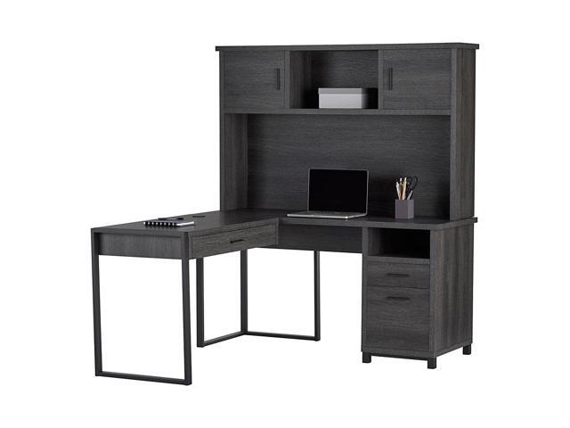 Realspace Dejori Writing Desk L Desk With Hutch Espresso
