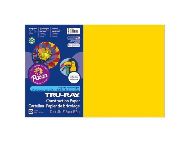 Pacon Tru-Ray Construction Paper, 76 lbs., 12 x 18, Yellow, 50