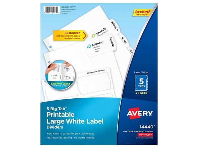 Photo 1 of Avery Big Tab Large White Label Tab Dividers, 5-Tab, Letter