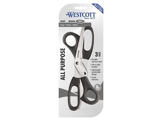 Westcott - Westcott All Purpose Value Scissors, 8 Bent, Pack of 3, Black  (13402)