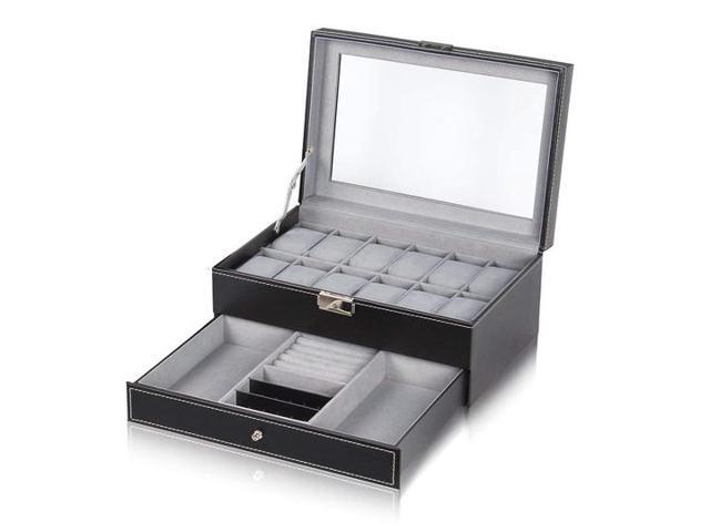 Nex Double Layer Watch Organizer 12 Slot Watch Case With Display