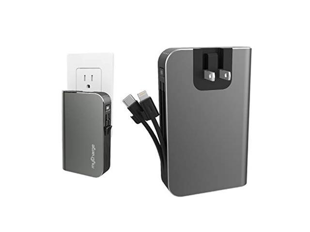 myCharge Portable Charger with Built in Cables [iPhone Lightning + USB C]  10050 mAh 18W Fast