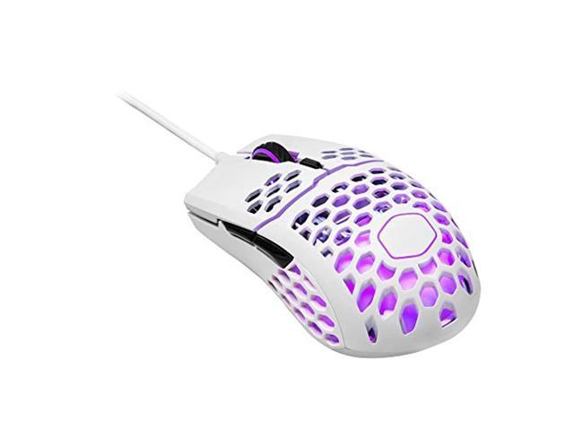 Cooler Master MM711 RGB Gaming Mouse (Glossy White) - 60g Lightweight,  Honeycomb Shell, Ultraweave Cable, Pixart 3389 16000 DPI Optical Sensor,  and RGB Accents 