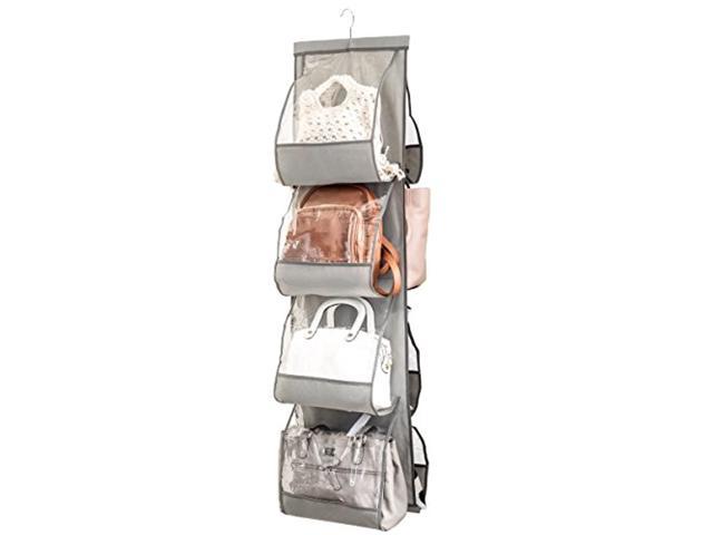 zober hanging purse organizer for closet clear handbag organizer for purses, handbags etc. 8 easy access clear vinyl pockets wi