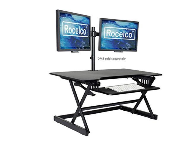 Photo 1 of rocelco 38" large height adjustable standing desk converter - quick sit stand up dual monitor riser - gas spring assist compute