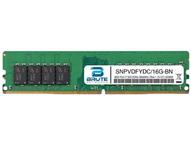 16GB PC4-21300 DDR4-2666MHz 2Rx8 1.2V ECC UDIMM Equivalent to OEM PN # SNPVDFYDC/16G Brute Networks SNPVDFYDC/16G-BN 