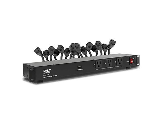 Photo 1 of pyle 19 outlet 1u 19" rackmount pdu power distribution supply center conditioner strip unit surge protector 15 amp circuit breaker usb multi device charge port 15ft cord (pco860) black