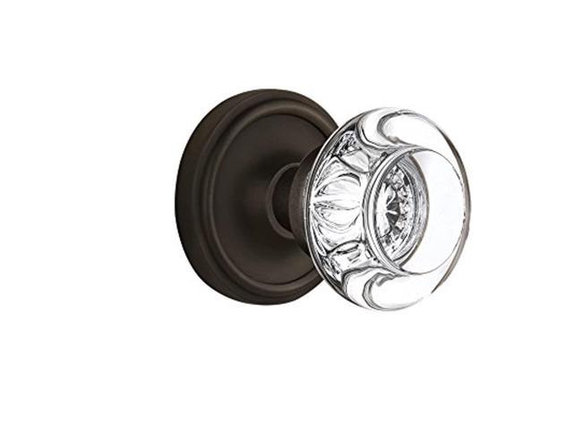Nostalgic Warehouse Classic Rosette with Round Clear Crystal Glass Knob Oil Rubbed Bronze 2.375 Passage 