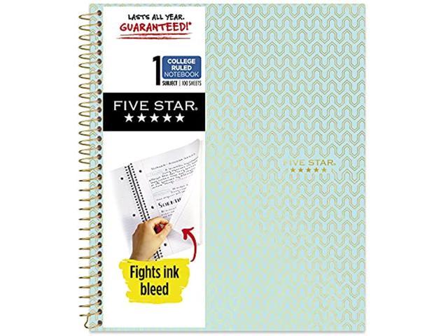 72055 New 11 x 8-1/2 Wired Five Star Spiral Notebook College Ruled Paper Green School 1 Subject 100 Sheets 