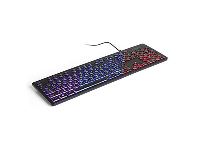 aluratek large print tri-color usb led backlit illuminated keyboard (akbled01fs)